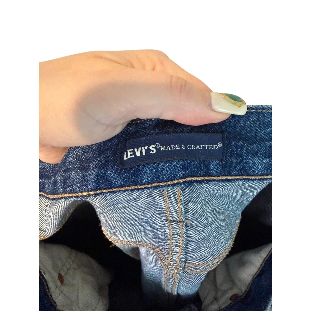 Levis Made & Crafted 501 Original Fit Jeans Blue Creased Denim Mens 33x34